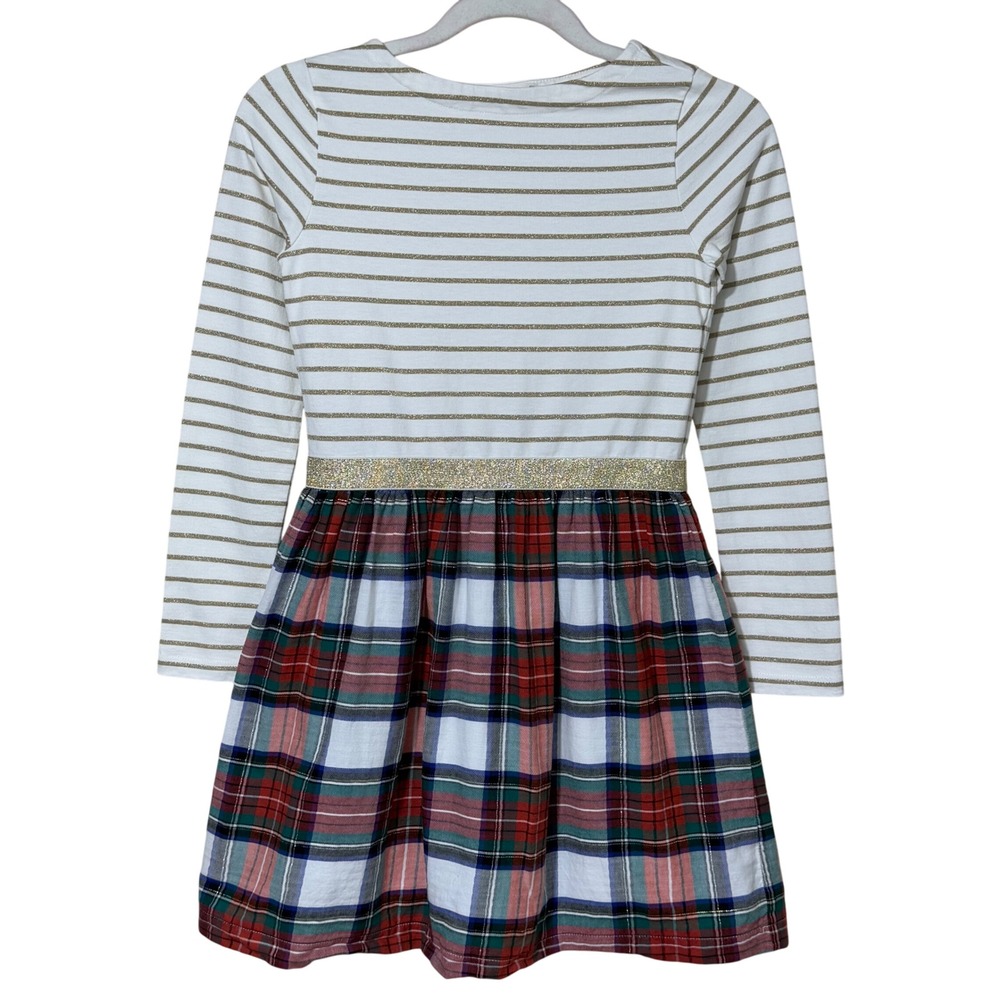Crewcuts Holiday Dress Girls 8 Gold Stripe Plaid